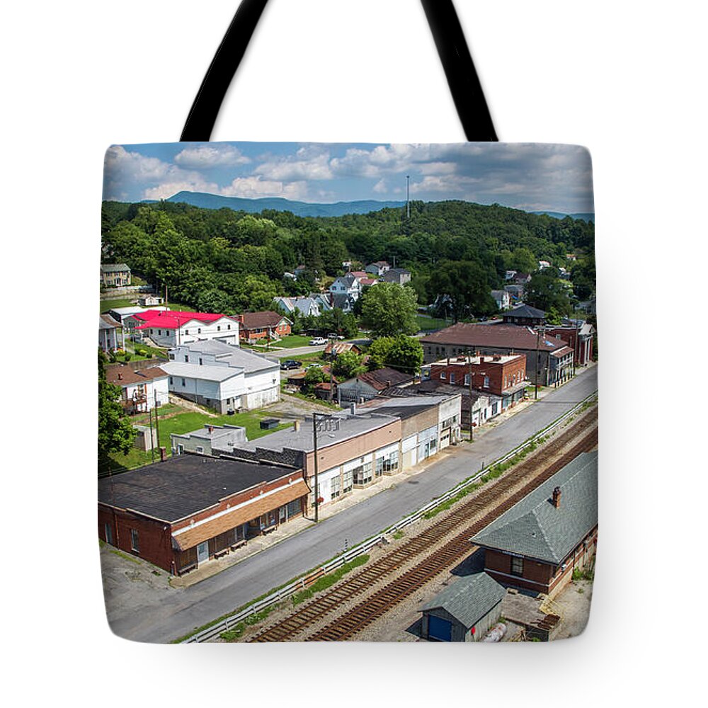 Small Town Tote Bag featuring the photograph Eagle Rock 2 by Star City SkyCams