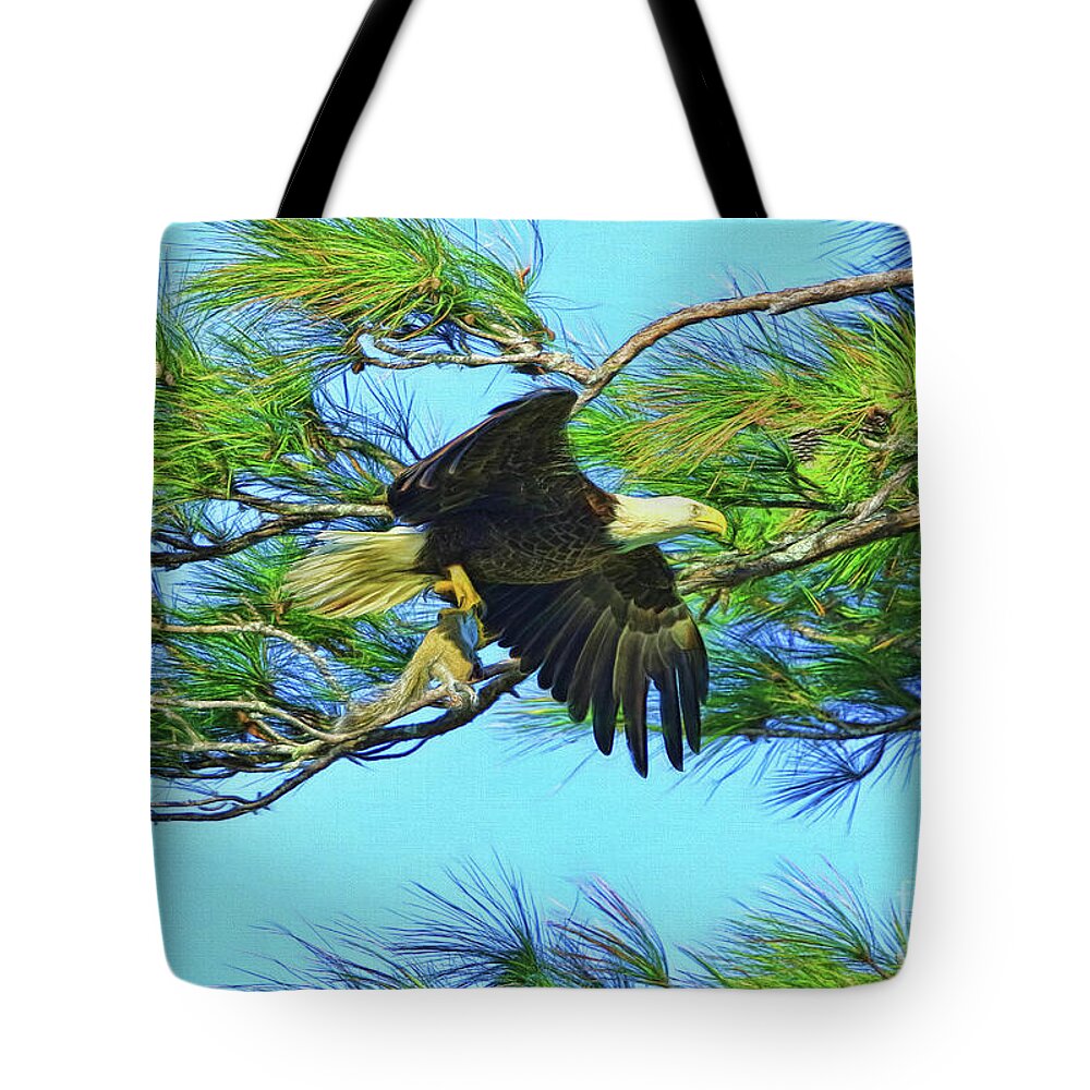 Eagle Tote Bag featuring the painting Eagle Series Food by Deborah Benoit