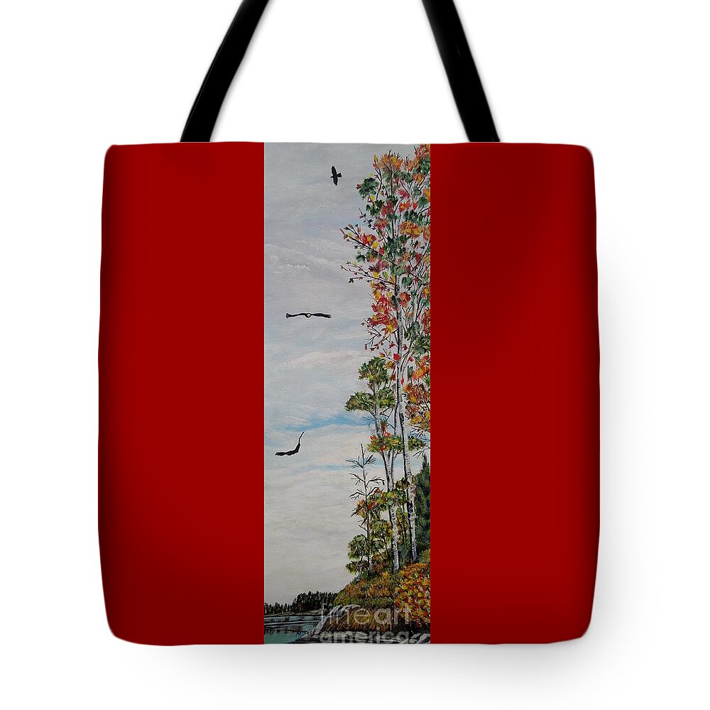 Bald Eagle Tote Bag featuring the painting Eagles Point by Marilyn McNish