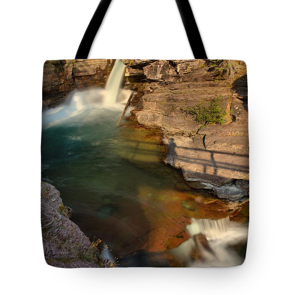St Mary Falls Tote Bag featuring the photograph Early Morning At St Mary Falls by Adam Jewell