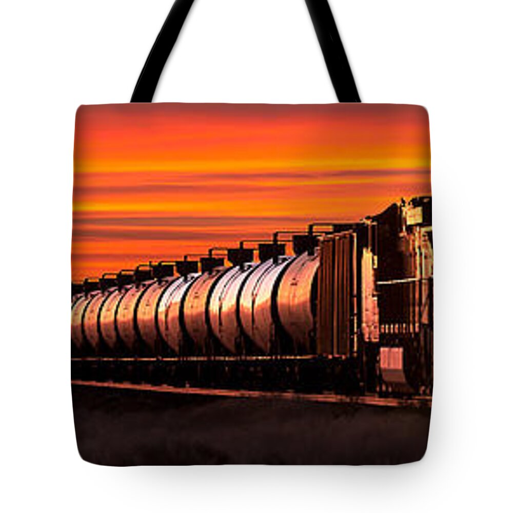 Bnsf Tote Bag featuring the photograph Early Morning Haul Panorama by Todd Klassy