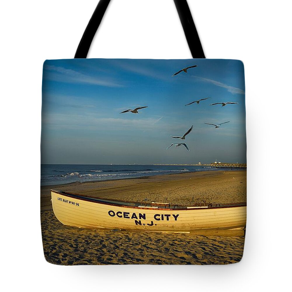 Early Morning Tote Bag featuring the photograph Early Morning Ocean City NJ by James DeFazio