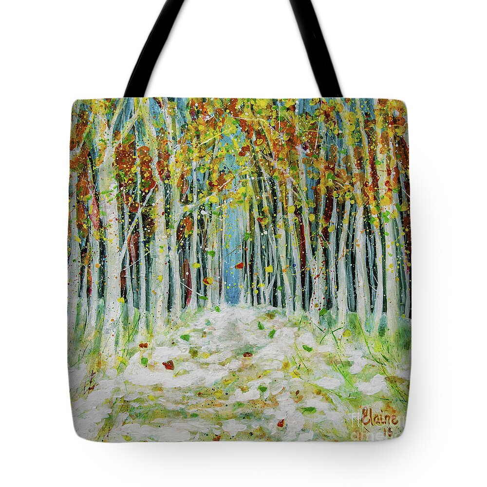 Snow Tote Bag featuring the painting Early Snow by Elaine Berger