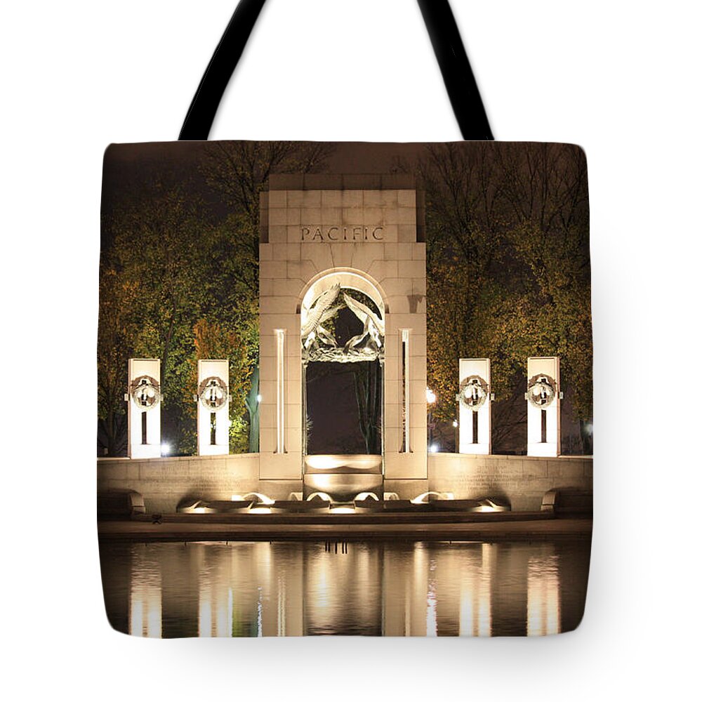 Early Tote Bag featuring the photograph Early Washington Mornings - World War II Memorial - Pacific Theater by Ronald Reid