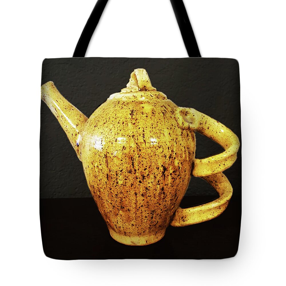 Collection Of Ceramics Works Tote Bag featuring the ceramic art Earthenware teapot by Scott Wallin