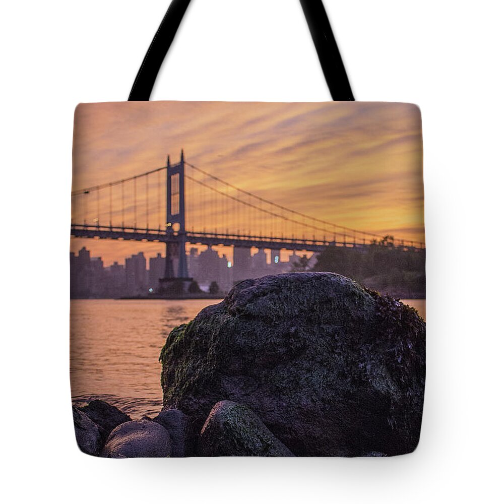 New York City Tote Bag featuring the photograph East River Stone View by Peter J DeJesus