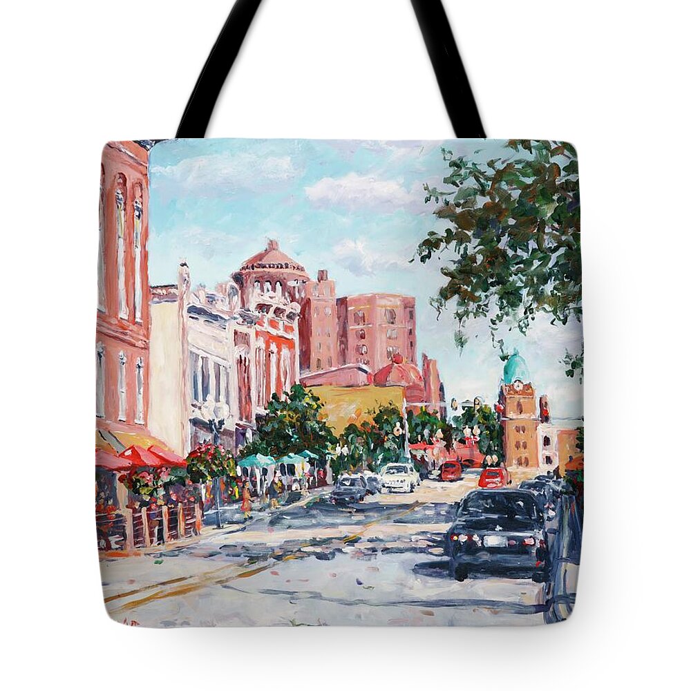 Cityscape Tote Bag featuring the painting East State Street by Ingrid Dohm