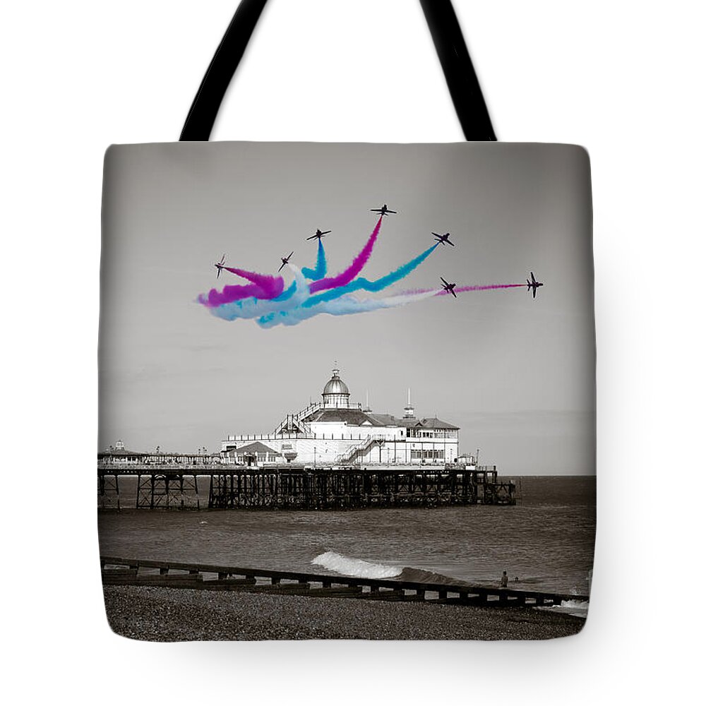 The Red Arrows Tote Bag featuring the digital art Eastbourne Break by Airpower Art