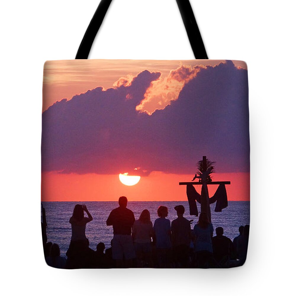 Easter Tote Bag featuring the photograph Easter Sunrise Beach Service by Lawrence S Richardson Jr