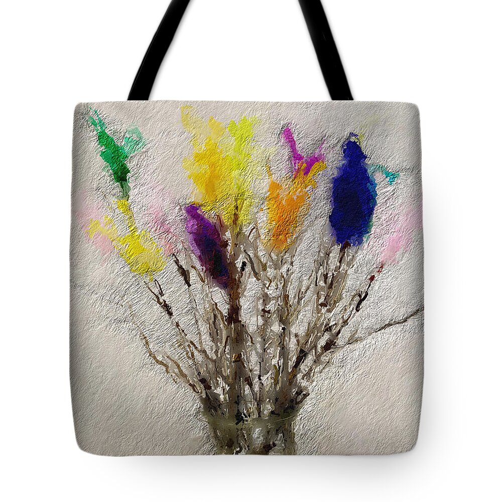 Swedish Tote Bag featuring the painting Easter Tree- Abstract Art by Linda Woods by Linda Woods