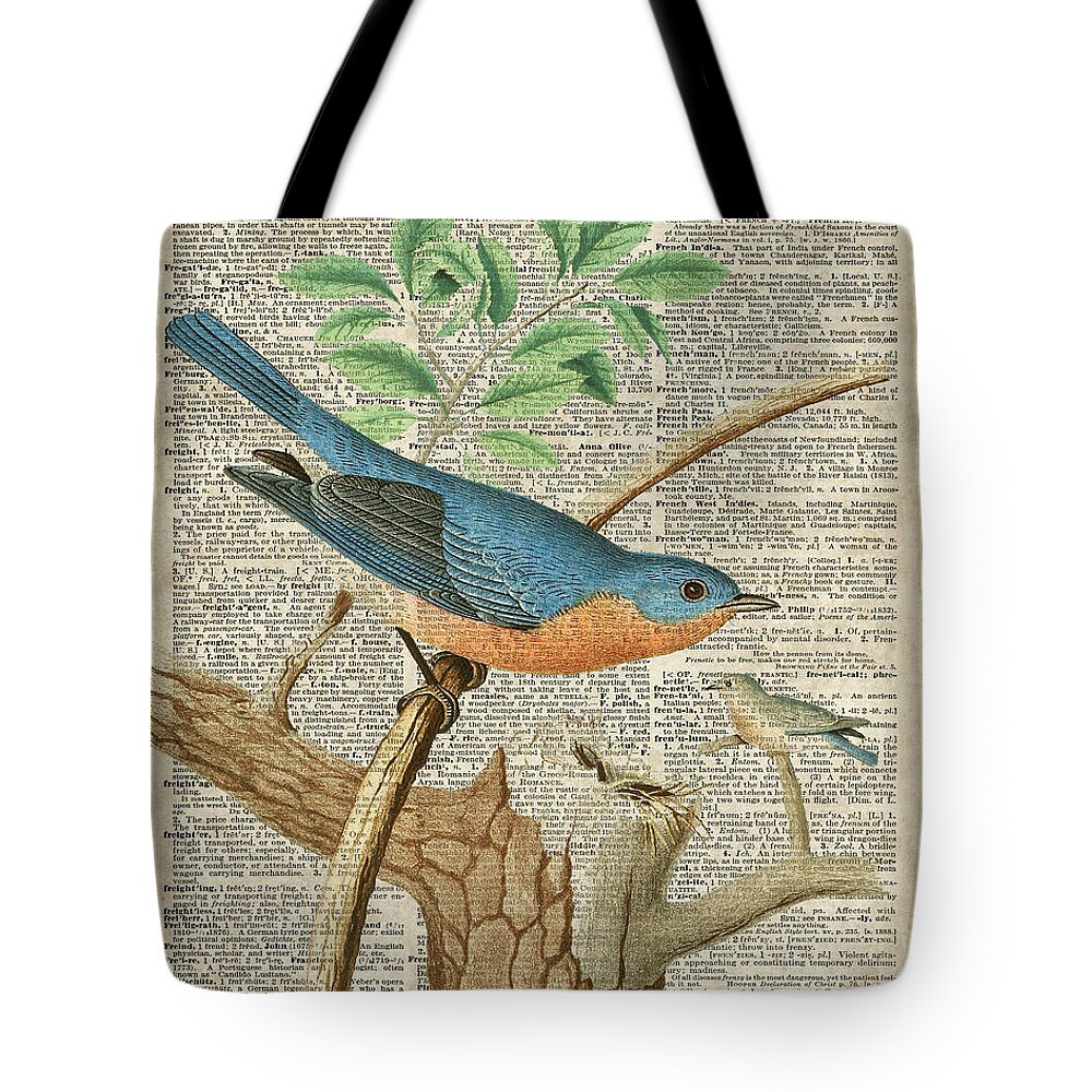 Eastern Blue Birds Tote Bag featuring the digital art Eastern Blue Birds by Anna W