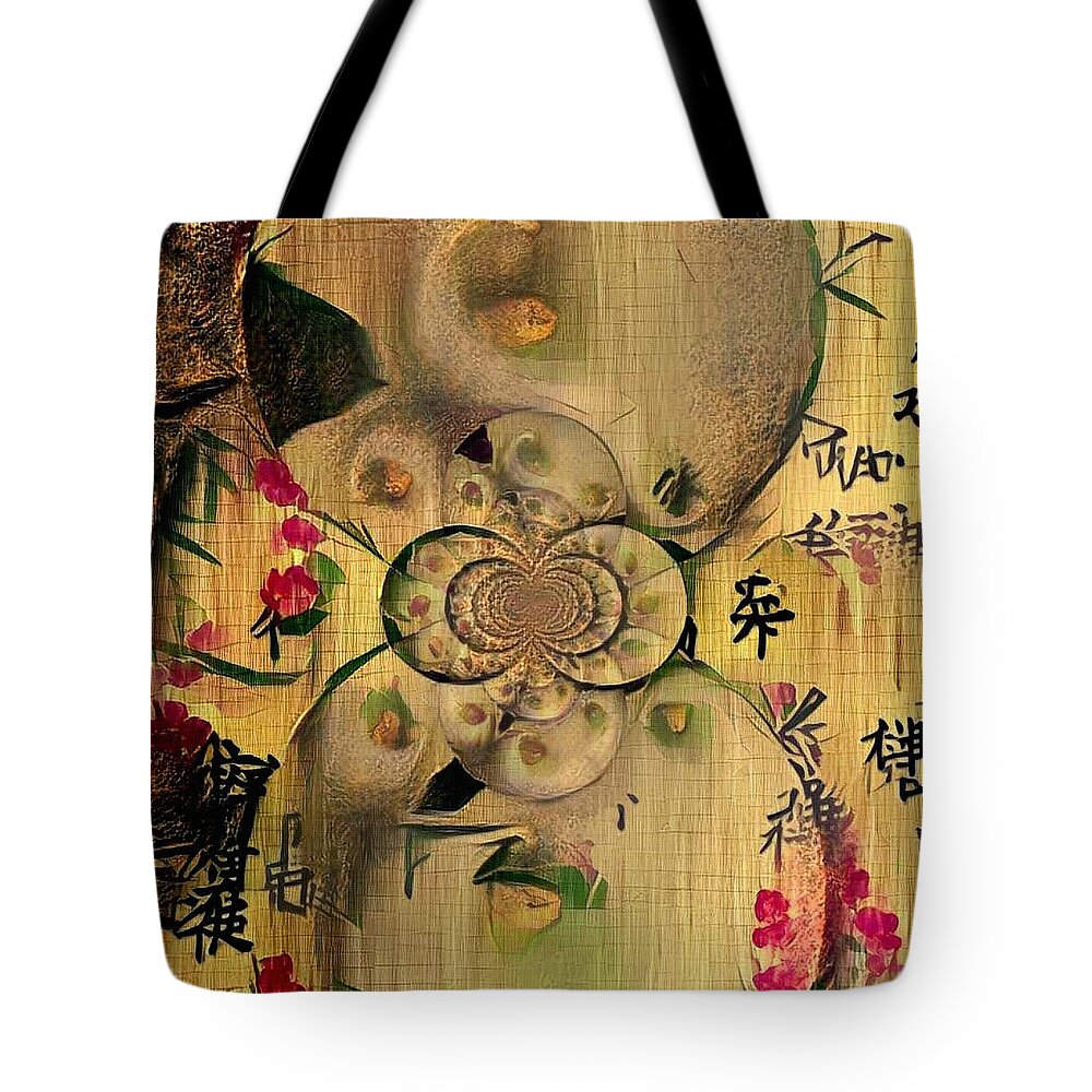 Fractal Tote Bag featuring the digital art Eastern Motif by Bruce Rolff
