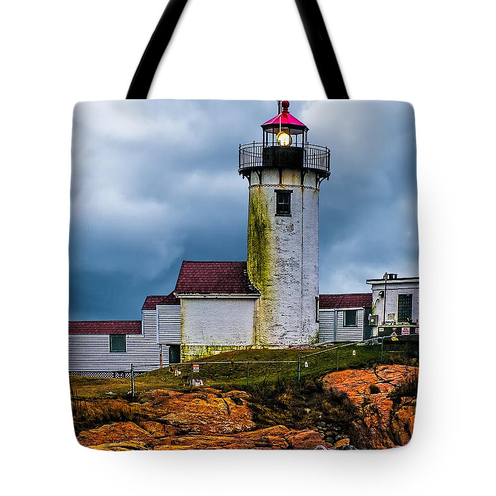 Eastern Point Tote Bag featuring the photograph Eastern Point Lighthouse by Nick Zelinsky Jr