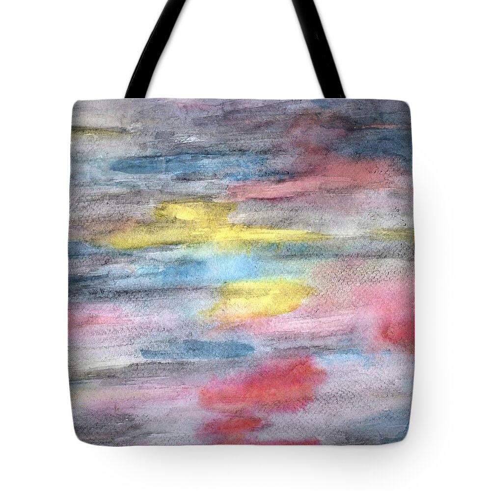 Abstract Tote Bag featuring the painting Ebony Rainbow by Mary Zimmerman