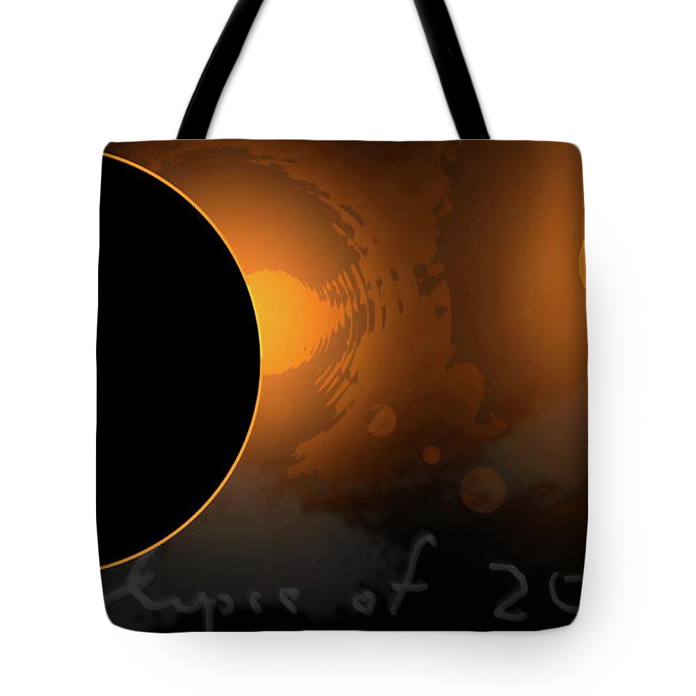 Digital Art Tote Bag featuring the digital art Eclipse of 2017 W by Tim Richards