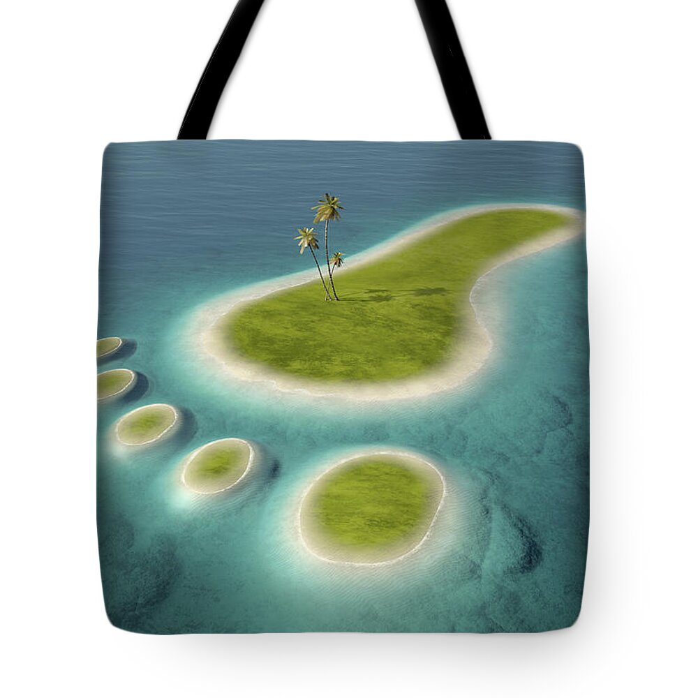 Island Tote Bag featuring the photograph Eco footprint shaped island by Johan Swanepoel
