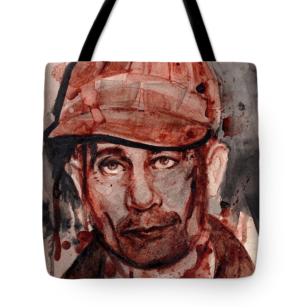 Ed Gein Tote Bag featuring the painting Ed Gein by Ryan Almighty