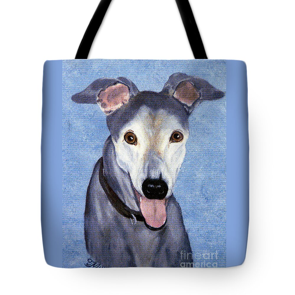 Dog Tote Bag featuring the painting Eddie - Greyhound by Terri Mills