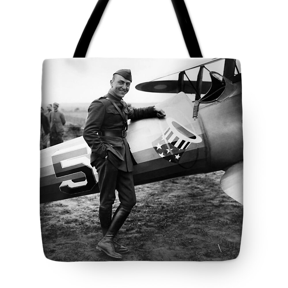 Eddie Rickenbacker Tote Bag featuring the photograph Eddie Rickenbacker - WW1 American Air Ace by War Is Hell Store