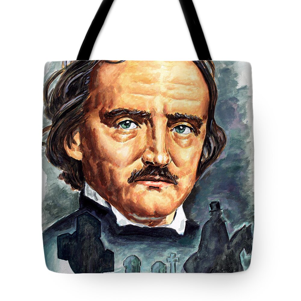 Edgar Tote Bag featuring the painting Edgar Allan Poe painting by Star Portraits Art