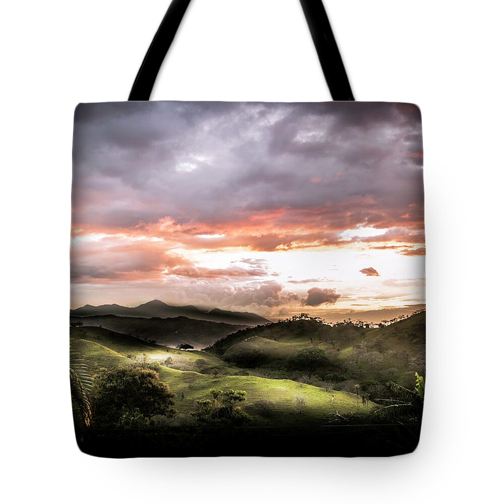 Costa Rica Tote Bag featuring the digital art Edge Of Sunset by Mary Clough
