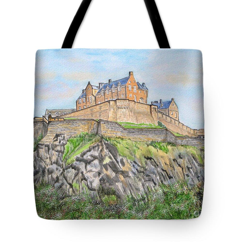 Edinburgh Castle Tote Bag featuring the painting Edinburgh Castle by Yvonne Johnstone