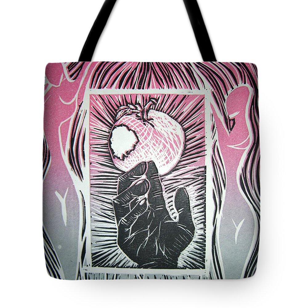 Woman Tote Bag featuring the relief Education by Amanda Kabat