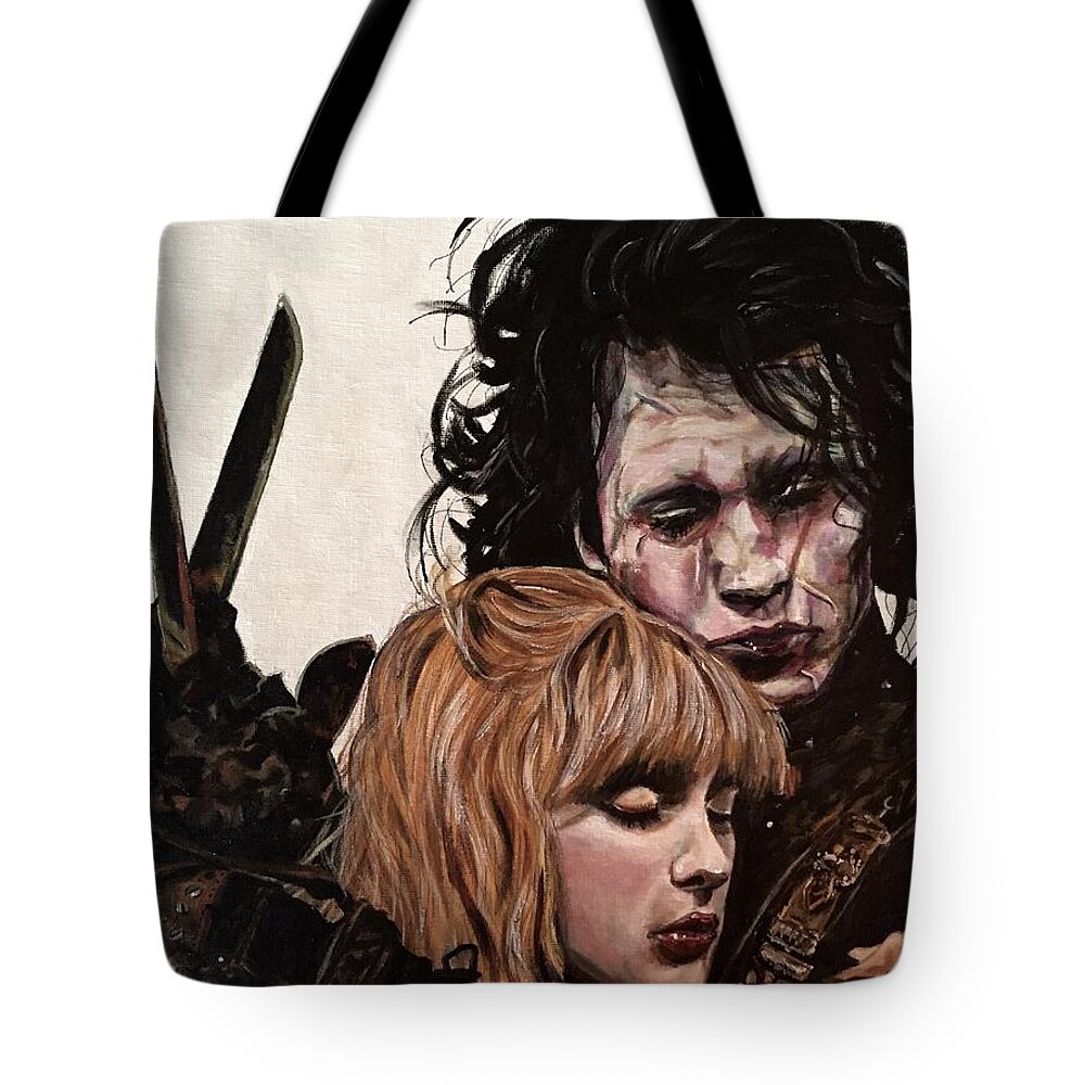 Portrait Tote Bag featuring the painting Edward and Kim by Joel Tesch