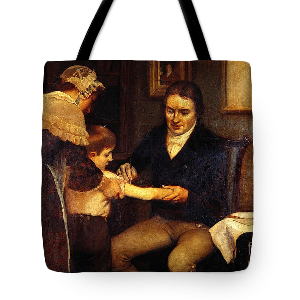 History Tote Bag featuring the photograph Edward Jenner Vaccinating Child, C.1796 by Wellcome Images