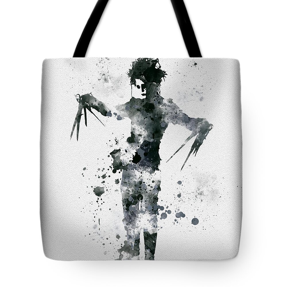 Edward Scissorhands Tote Bag featuring the mixed media Edward Scissorhands by My Inspiration
