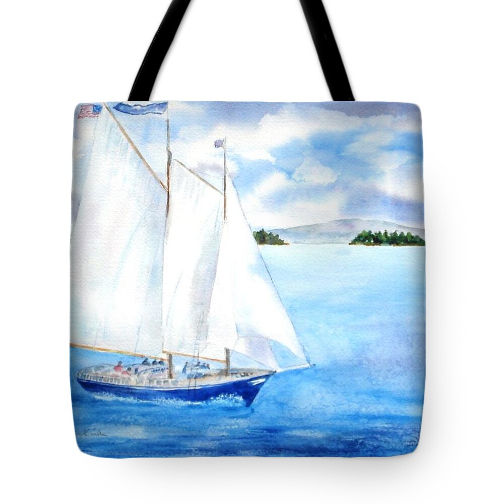 Sailing Tote Bag featuring the painting Eggemoggin Cruise by Diane Kirk