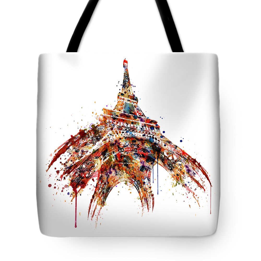 Marian Voicu Tote Bag featuring the painting Eiffel Tower Watercolor by Marian Voicu