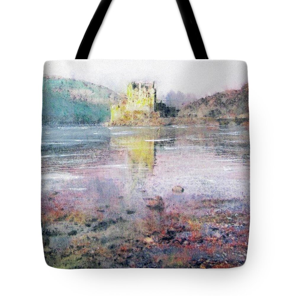 Eilean Donan Tote Bag featuring the painting Eilean Donan Castle by Richard James Digance