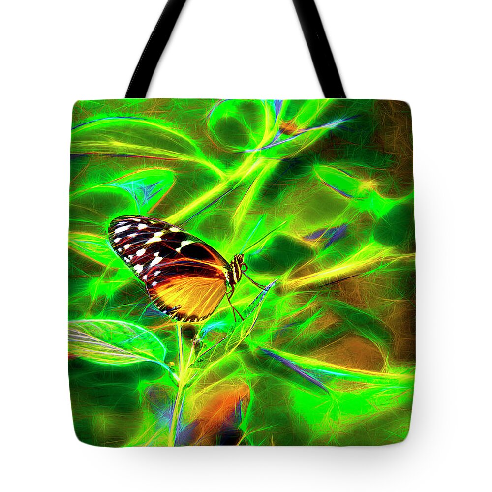 Mixed Media Fine Art Butterfly's. Mixed Media Butterfly. Mixed Media Gallery Art. Fine Art Photography. Flowers.bees.mountains. Deer.moose.dogs.elk. Rivers Butterfly Greeting Cards.digital Art. Cards.butterflies.spring.summer.fall.winter.landscapes.hiking.camping.wildlife.trips.colorado. Tote Bag featuring the digital art Electric Butterfly by James Steele