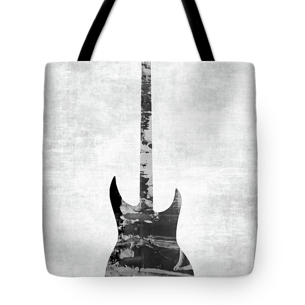 Guitar Tote Bag featuring the photograph Electric Guitar Black White by Andrea Anderegg