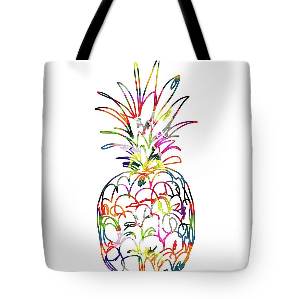 Pineapple Tote Bag featuring the digital art Electric Pineapple - Art by Linda Woods by Linda Woods