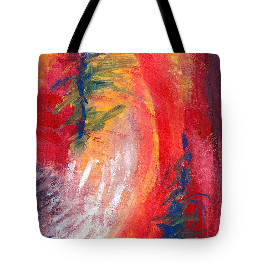 Abstract Tote Bag featuring the painting Electric Summer by Christine Chin-Fook