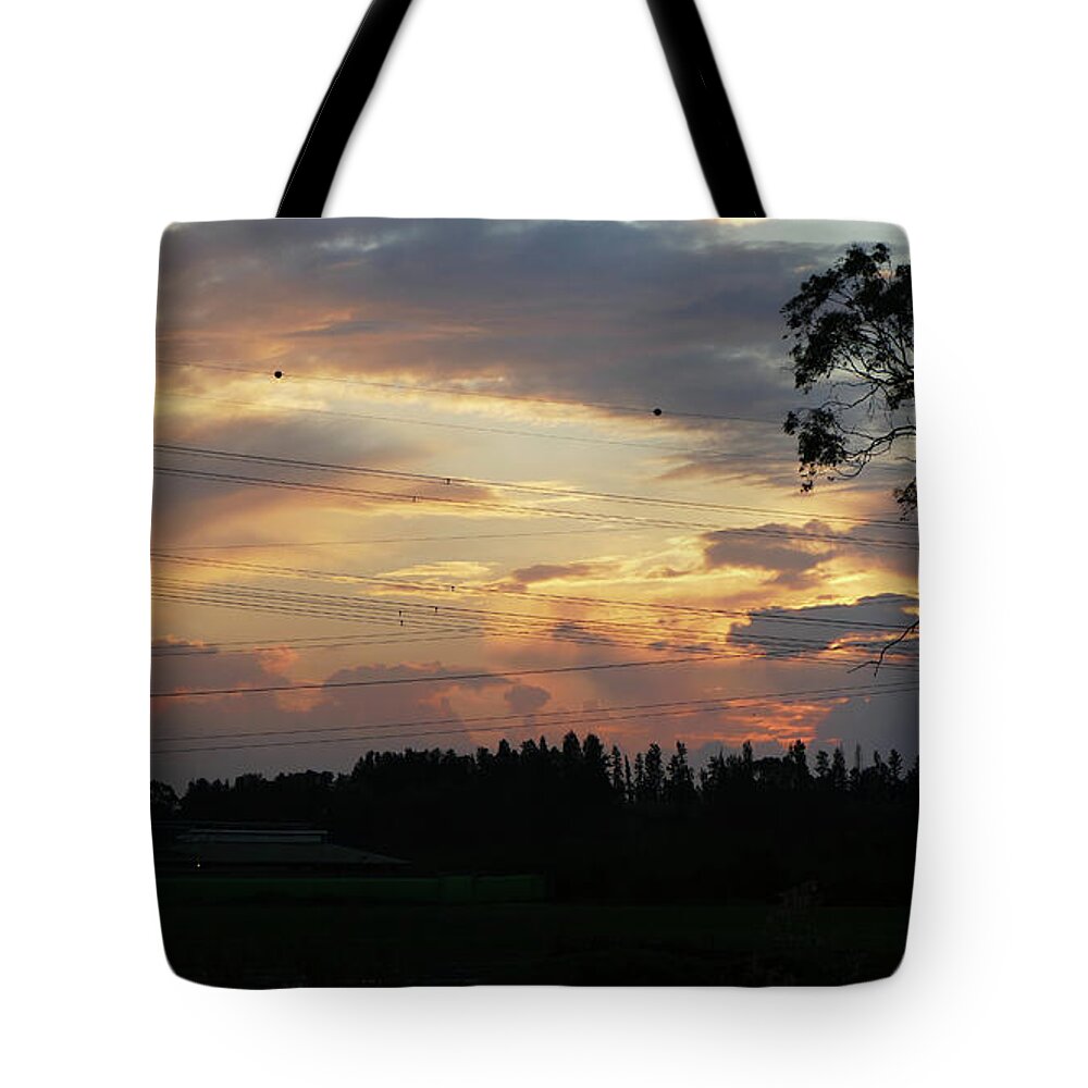 Sunset Tote Bag featuring the photograph Electrified sunset by Arik Baltinester