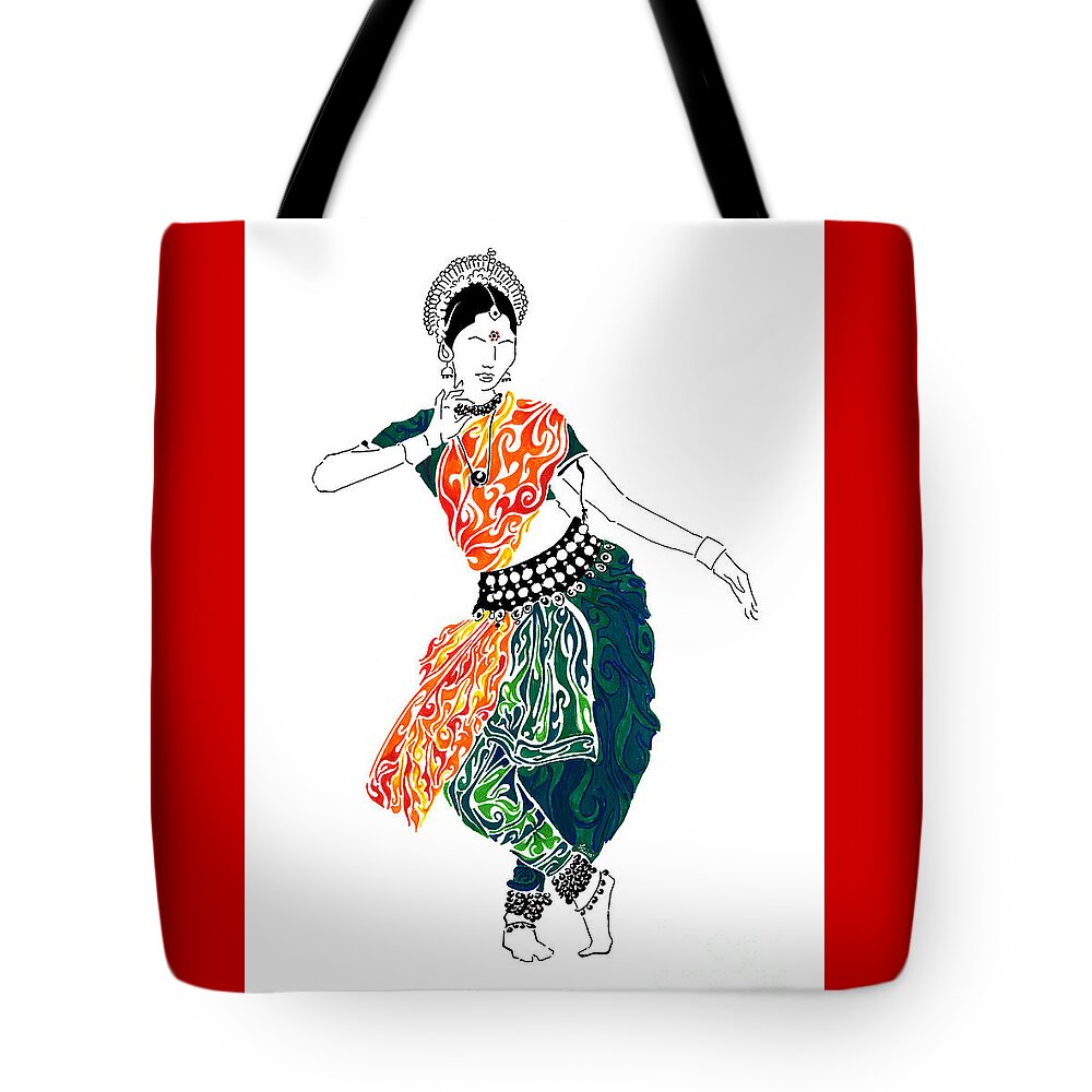 Odissi Tote Bag featuring the painting Elegance by Anushree Santhosh