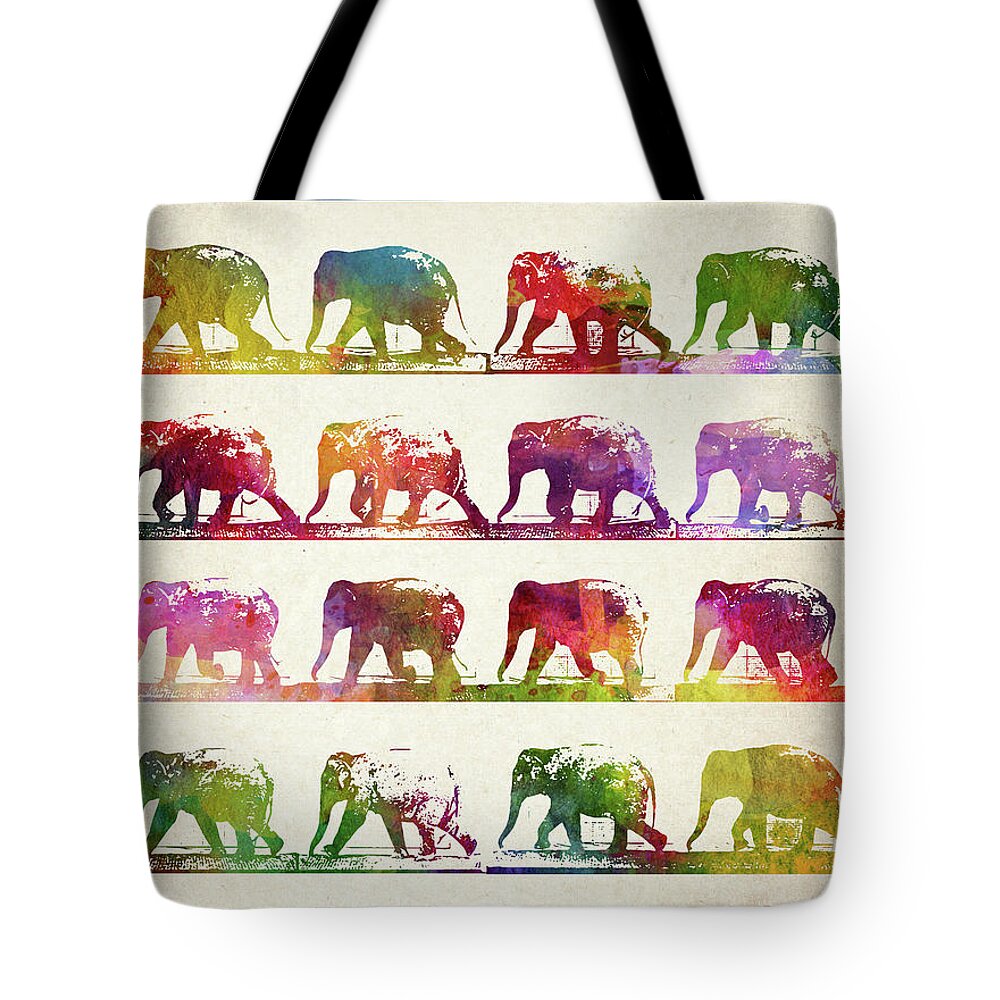 Elephant Tote Bag featuring the digital art Elephant Animal locomotion by Aged Pixel