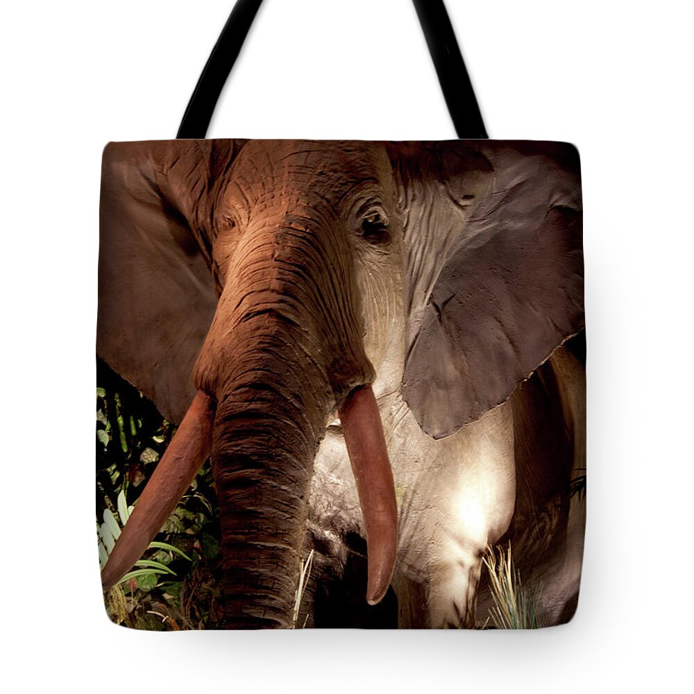 Elephant Tote Bag featuring the photograph Elephant at Rainforest Cafe by Ivete Basso Photography