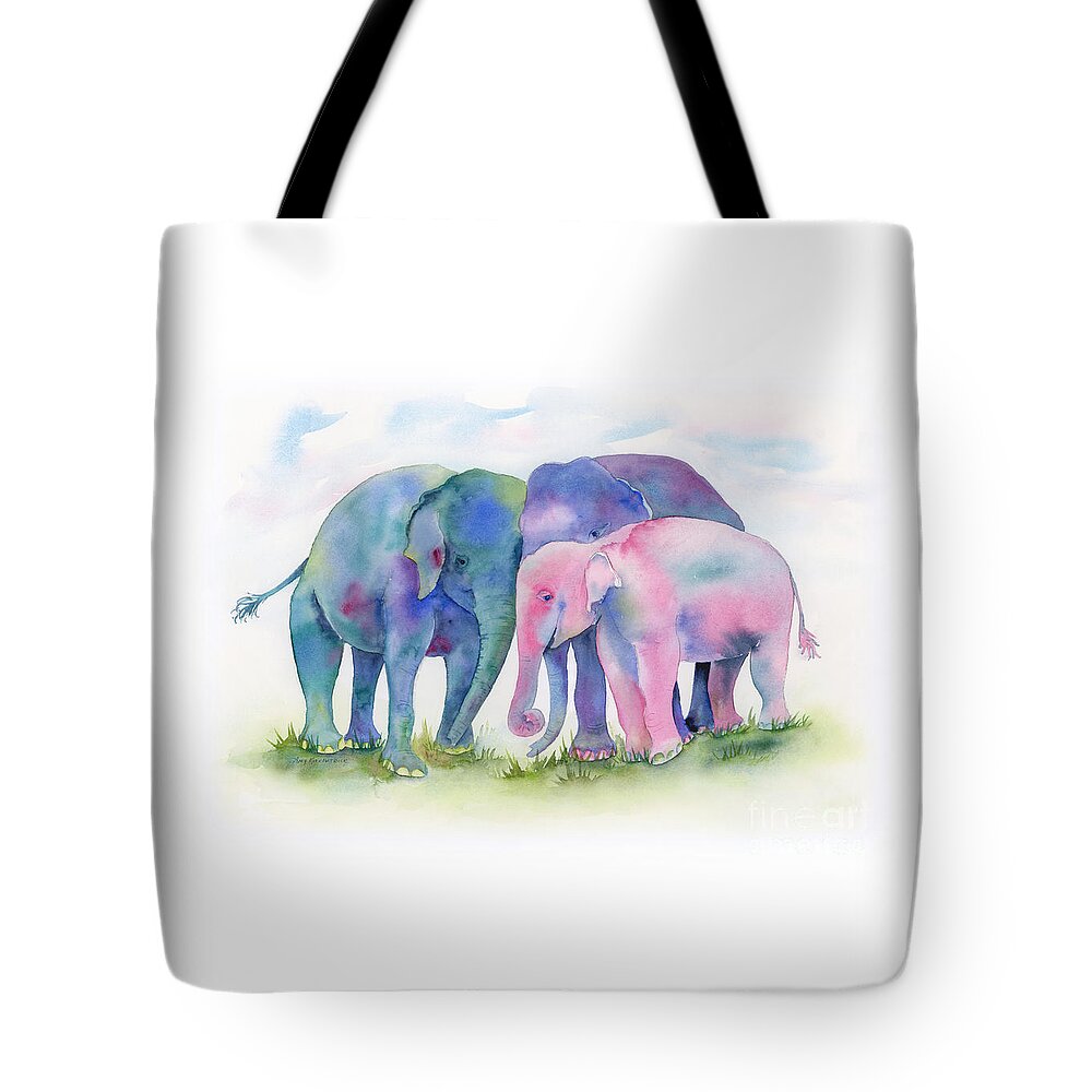 Elephant Tote Bag featuring the painting Elephant Hug by Amy Kirkpatrick