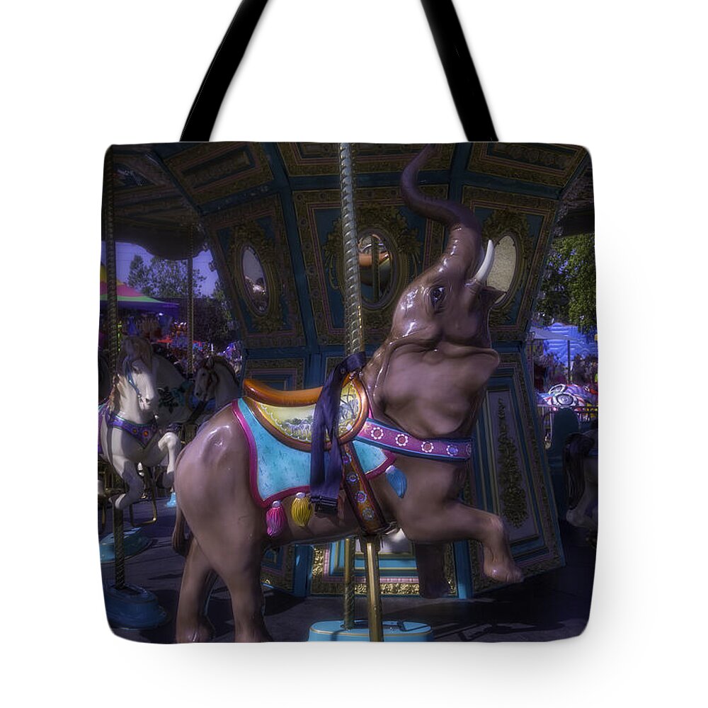 American Tote Bag featuring the photograph Elephant Ride At The Fair by Garry Gay
