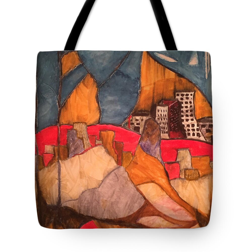  Tote Bag featuring the painting Elephant Sky by Dennis Ellman