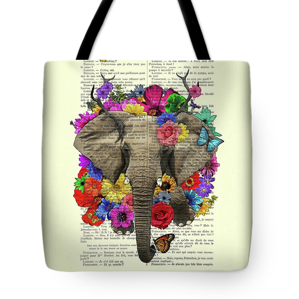 ELEPHANT SHOPPING BAG Elephant Tote Bag Hand Painted Bag 