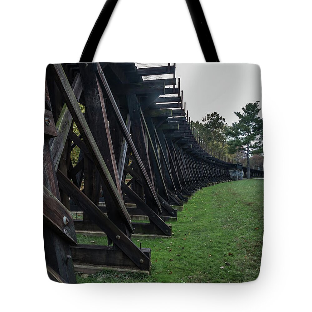 Tourist Tote Bag featuring the photograph Harpers Ferry Elevated Railroad by Ed Clark