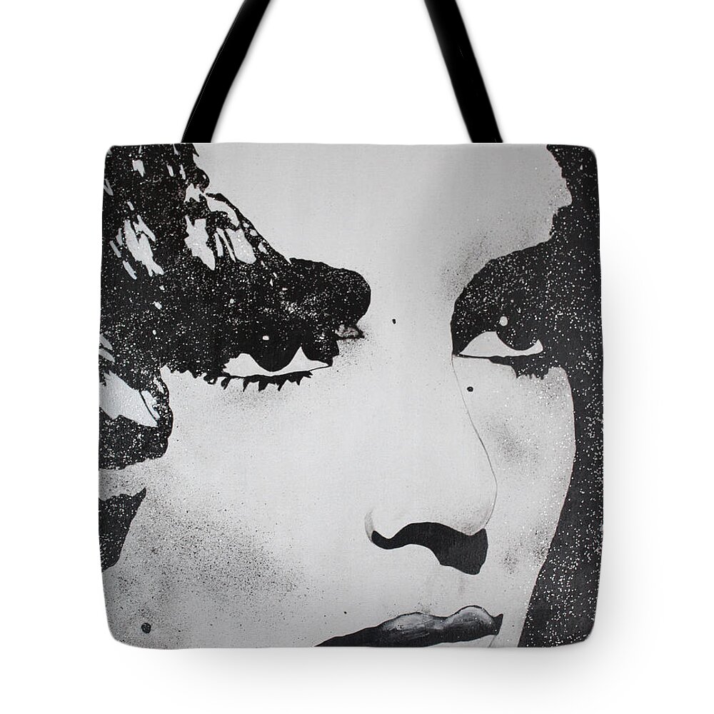 Elizabeth Taylor Tote Bag featuring the painting ELIZABETH TAYLOR / Diamonds by Kathleen Artist PRO