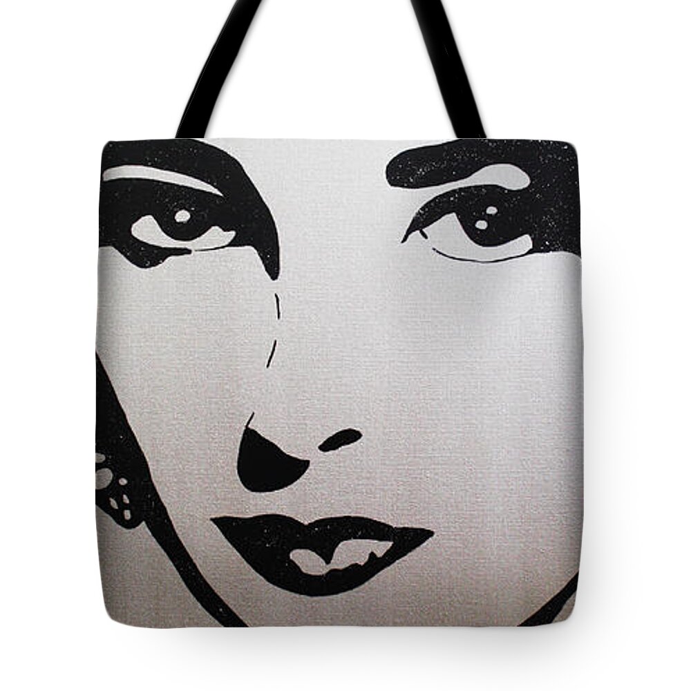 Elizabeth Taylor Tote Bag featuring the painting ELIZABETH TAYLOR Diams by Kathleen Artist PRO
