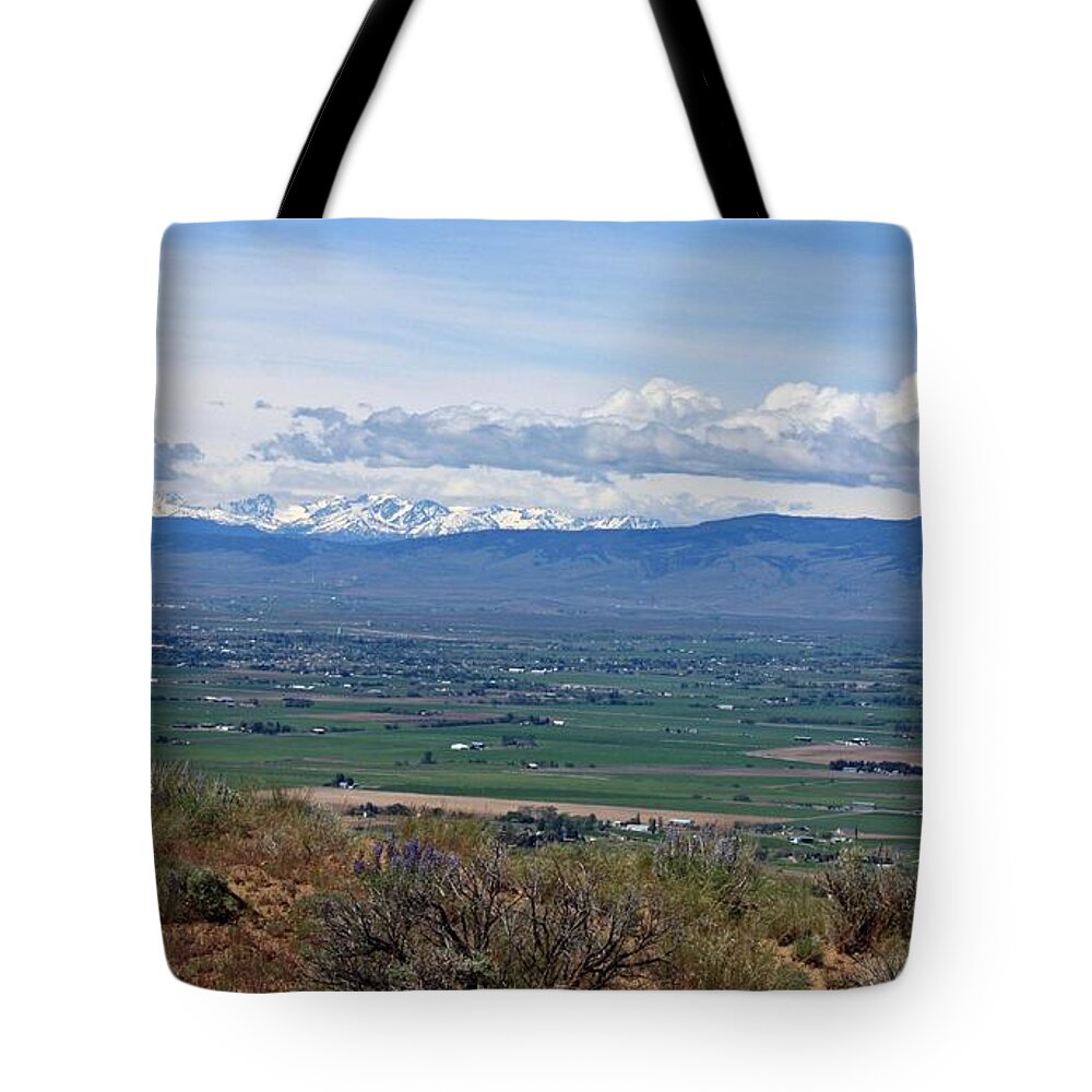Ellensburg Tote Bag featuring the photograph Ellensburg Valley with Sagebrush and Lupine by Carol Groenen