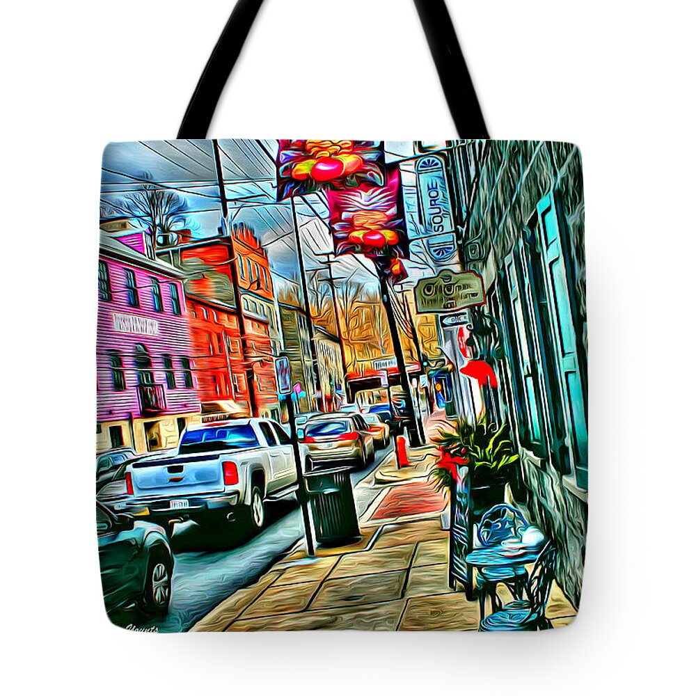 Ellicott Tote Bag featuring the digital art Ellicott City Street by Stephen Younts